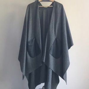 Ann Taylor Wool Blend Leather Trimmed Cape